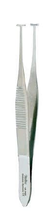 Miltex - Tissue Forceps Green 4 Inch Length OR Grade German Stainless Steel NonSterile NonLocking Thumb Handle Straight T-Shape Tips with 8 X 9 Teeth - 18-897