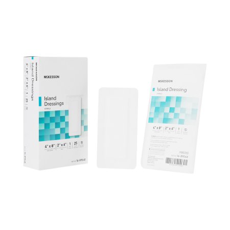 McKesson - Adhesive Dressing 4 X 8 Inch Polypropylene / Rayon Rectangle White Sterile - 16-89048