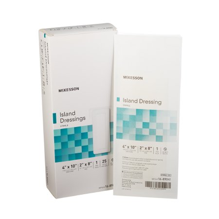 McKesson - Adhesive Dressing 4 X 10 Inch Polypropylene / Rayon Rectangle White Sterile - 16-89041