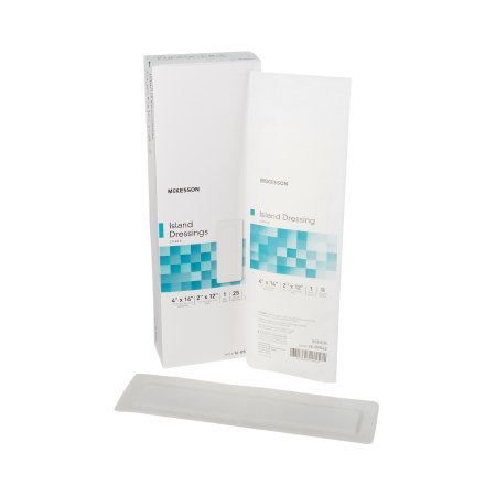 McKesson - Adhesive Dressing 4 X 14 Inch Polypropylene / Rayon Rectangle White Sterile - 16-89042