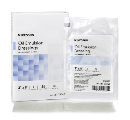 McKesson McKesson Oil Emulsion Impregnated Dressing 3 X 8 Inch Acetate Gauze USP White Petrolatum / Mineral Oil Sterile - 61-77042
