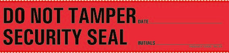 Barkley - Pre-Printed Label Auxiliary Label Red Plastic Do Not Tamper Security Seal, Date, Initials Black Safety and Instructional 1-1/2 X 6-1/2 Inch - TRL-61