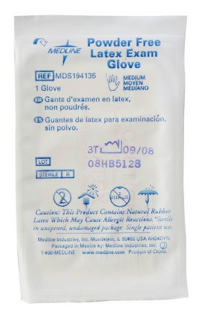 Medline - Exam Glove Small Sterile Single Latex Standard Cuff Length Fully Textured Beige Not Chemo Approved - MDS194134