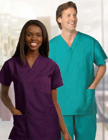 Poplin - Scrub Shirt Large Ceil Blue 3 Pockets Short Sleeve Unisex - 78762-L