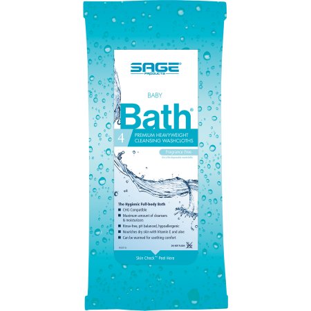 Baby Comfort Bath - Rinse-Free Bath Wipe Soft Pack Purified Water / Methylpropanediol / Glycerin / Aloe Unscented 4 Count - 7907