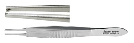 Miltex Miltex Tissue Forceps Stevens 4 Inch OR Grade Stainless Steel (German) NonSterile NonLocking Thumb Handle Straight Serrated Tips w/1 X 2 Teeth - 18-804