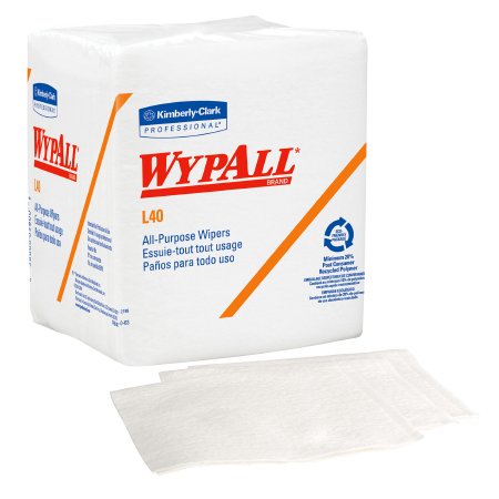 Saalfeld Redistribution WypAll L40 Task Wipe Light Duty White NonSterile Double Re-Creped 12 X 12-1/2 Inch Disposable - 5701