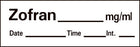 Precision Dynamics Barkley Pre-Printed Label Anesthesia Label Zofran White 1-1/2 X 1/2 Inch - AN-58