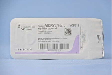 Coated Vicryl Plus - Antibacterial Suture without Needle Braided Polyglactin 910 with Irgacare MP Antibacterial Suture Absorbable Coated Size 2 54 Inch Suture - VCP618H