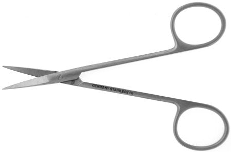 BR Surgical - Iris Scissors 4-1/2 Inch Length Surgical Grade Stainless Steel NonSterile Finger Ring Handle Straight Sharp Tip / Sharp Tip - BR08-34011