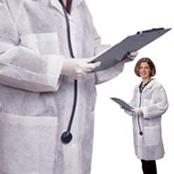 Cardinal ChemoPlus Lab Coat White Large Long Sleeves Knee Length - BB6503L