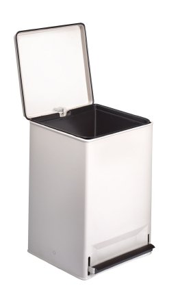 The Brewer Company Brewer Trash Can 32 Quart Square White Steel Step On - 35266