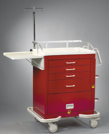 Future Health Concepts Future Health Concepts Medication Cart Solid Poly 33.5 X 25 X 39.75 Inch 4 Drawers Red - PMBS-424P-R