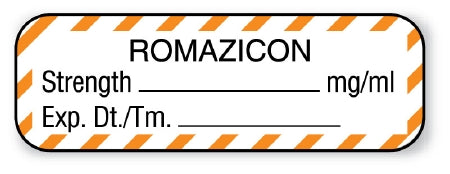 United Ad Label Pre-Printed Label Anesthesia Label Romazicon / Srength _______mg/ml / Exp. Dt./Tm.____ White 5/16 X 1-1/4 Inch - ULAM030