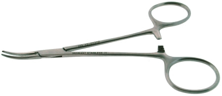 BR Surgical BR Surgical Hemostatic Forceps Halsted 5 Inch Surgical Grade Stainless Steel NonSterile Ratchet Lock Finger Ring Handle Curved Blunt - BR12-22112