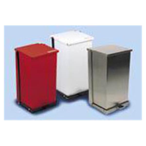 Detecto Scales Co Can Trash Baked Stl 25Gal Step-On Pedal Full-Width Hinge Lid White Square Each - P-100