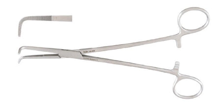 Miltex Miltex Hemostatic Forceps Kantrowitz 7-1/2 Inch OR Grade Stainless Steel (German) NonSterile Ratchet Lock Finger Ring Handle Angled 90° Angular Tip - 25-836