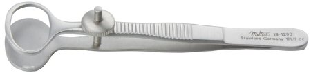 Miltex - Chalazion Forceps Desmarres 3-1/2 Inch Length OR Grade German Stainless Steel NonSterile NonLocking Thumb Handle Straight Serrated Tip - 18-1200