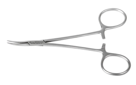 König - Hemostatic Forceps Micro-Mosquito 4-3/4 Inch Length Surgical Grade Stainless Steel NonSterile Ratchet Lock Finger Ring Handle Curved Fine Serrated Tips - Medline - MDS1222312