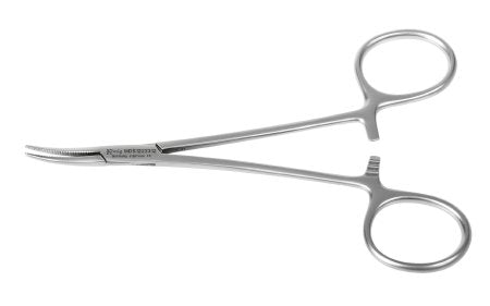 König - Hemostatic Forceps Micro-Mosquito 4-3/4 Inch Length Surgical Grade Stainless Steel NonSterile Ratchet Lock Finger Ring Handle Curved Fine Serrated Tips - MDS1222312