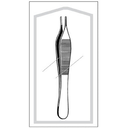 Econo - Dressing Forceps Adson 4-3/4 Inch Length Floor Grade Pakistan Stainless Steel Sterile NonLocking Thumb Handle Straight Blunt Serrated Tips - 96-2655