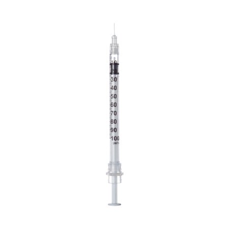 Sol-Care - Insulin Syringe with Needle 1 mL 29 Gauge 1/2 Inch Regular Wall Retractable Safety Needle - 100017IM