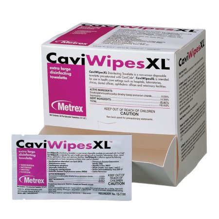 CaviWipes - Surface Disinfectant Premoistened Alcohol Based Manual Pull Wipe 50 Count Individual Packet Alcohol Scent NonSterile - 13-1155