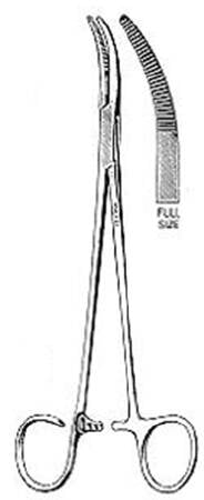 Miltex - Hemostatic Forceps Schnidt 7-1/2 Inch Length OR Grade German Stainless Steel NonSterile Ratchet Lock Finger Ring Handle Curved Serrated Tip - 22-660