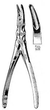 Miltex General Purpose Rongeur Zaufel Jansen Curved, Hollow Tips Spring-Loaded Plier Handle 7 Inch L - 19-840