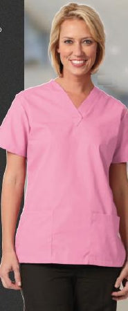 Poplin - Scrub Shirt Large Navy Blue 2 Pockets Short Sleeve Female - 7329-L