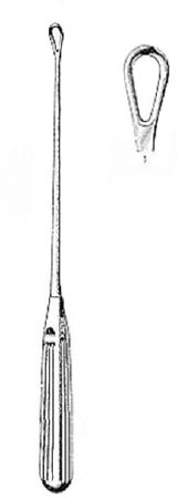 Miltex - Uterine Curette Thomas 11 Inch Length Hollow Handle with Grooves Size 1 Tip Blunt Loop Tip - 30-1225-1