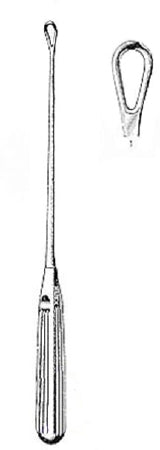 Miltex Miltex Uterine Curette Thomas 11 Inch Length Single-ended Hollow Handle with Grooves Size 1 Tip Blunt Loop Tip - 30-1225-1