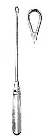 Miltex - Uterine Curette Thomas 11 Inch Length Hollow Handle with Grooves Size 2 Tip Blunt Loop Tip - 30-1225-2