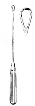 Miltex - Uterine Curette Thomas 11 Inch Length Hollow Handle with Grooves Size 3 Tip Blunt Loop Tip - 30-1225-3