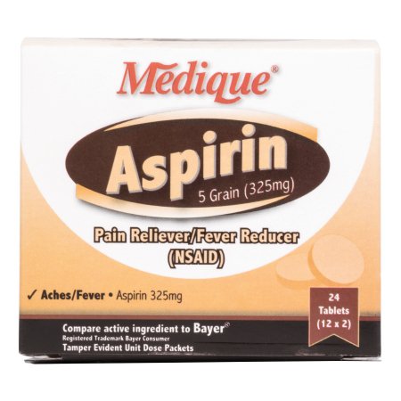 Medique Products - Pain Relief 325 mg Strength Aspirin Tablet 24 per Box - 11664
