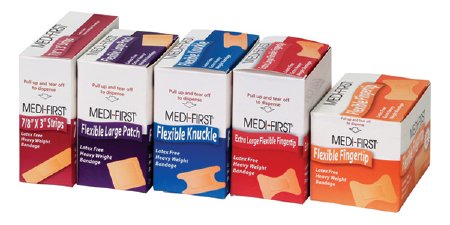 Medi-First - Adhesive Strip 1-1/2 X 3 Inch Fabric Knuckle Tan Sterile - 61615