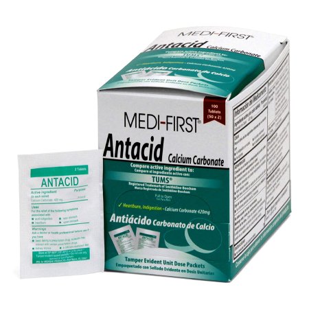 Medi-First - Antacid 420 mg Strength Chewable Tablet 100 per Box - 80233