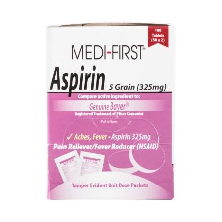 Medi-First - Pain Relief 325 mg Strength Aspirin Unit Dose Tablet 100 per Box - 80533