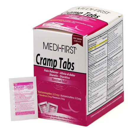 Medi-First Cramp Tabs - Cramp Relief 325 mg - 25 mg Strength Acetaminophen / Pamabrom Tablet 250 per Box - 81048