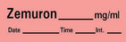 Barkley - Drug Label Anesthesia Label Tape Zemuron_mg/mL Date_Time_Int_ Red 1/2 X 1-1/2 Inch - AN-52