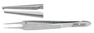 Miltex - Micro Corneal Suture Forceps McPherson 3-1/2 Inch Length OR Grade German Stainless Steel NonSterile NonLocking Thumb Handle Straight 0.2 mm Tips with 1 X 2 Teeth and Tying Platform - 18-837