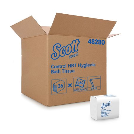 Scott Control HBT - Toilet Tissue White 2-Ply Standard Size Folded 250 Sheets 4-1/2 X 8-1/10 Inch - Kimberly Clark - 48280