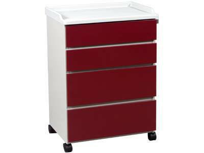 UMF Medical Treatment Cart 18 X 25 X 34.75 Inch 4 Drawers White / Red - 6204