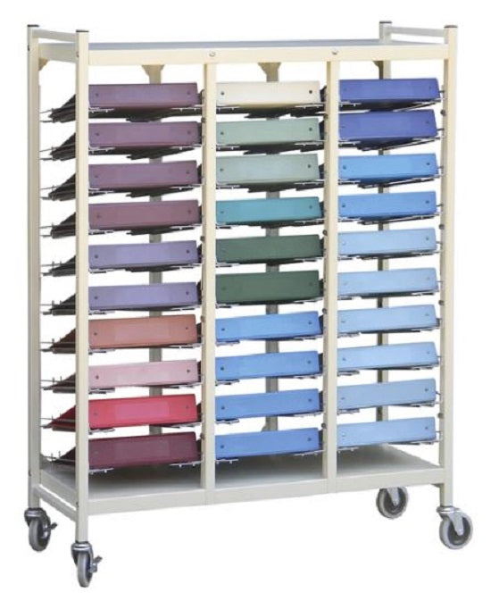 Omnimed Horizontal Open Style Chart Rack (Wired Dividers 1-4 Tier), Beige