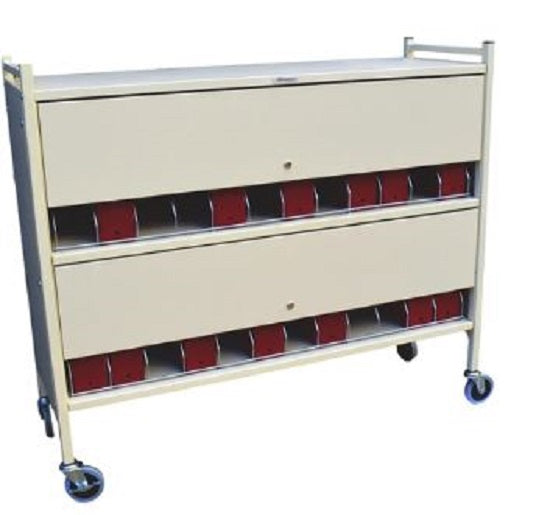 Omnimed Extra Wide Privacy Style Chart Rack (Wired Dividers & Lockable), Beige