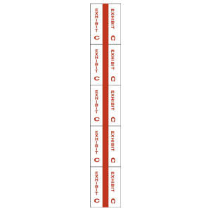 Tabbies Alphabetical Exhibit Index Tabs, Red Color Edge - 1" in, 5 Pack per Box