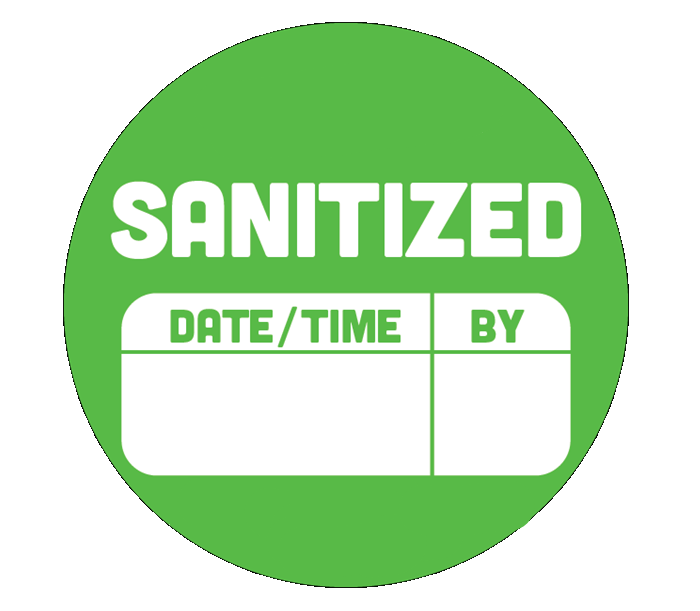 BeSafe Messaging Facilities Sanitization Labels - FL Green, 4" x 4", 100 per Roll