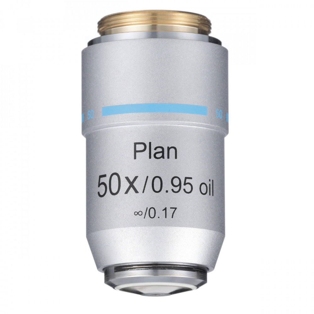 Accu-Scope Inc Objective 50XR Oil Plan Achromate Objective, N.A. 0.95, W.D. 0.18 mm For EXC-350 Microscope Series - 350-3179-PL