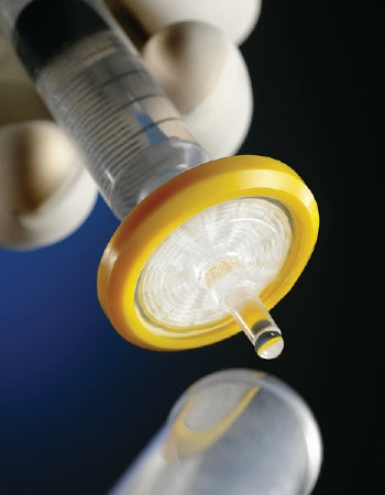 Fisher Scientific Millex-GV Filter Unit 0.22 µm, 33 Diameter X 26 H mm, Yellow, PVDF, Female Luer Lok Inlet, Male Luer Slip Outlet, Sterile - SLGVM33RS