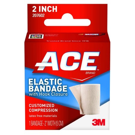 3M ACE - Elastic Bandage 2 Inch X 4.2 Foot Standard Compression Single Hook and Loop Closure Tan NonSterile - 207602